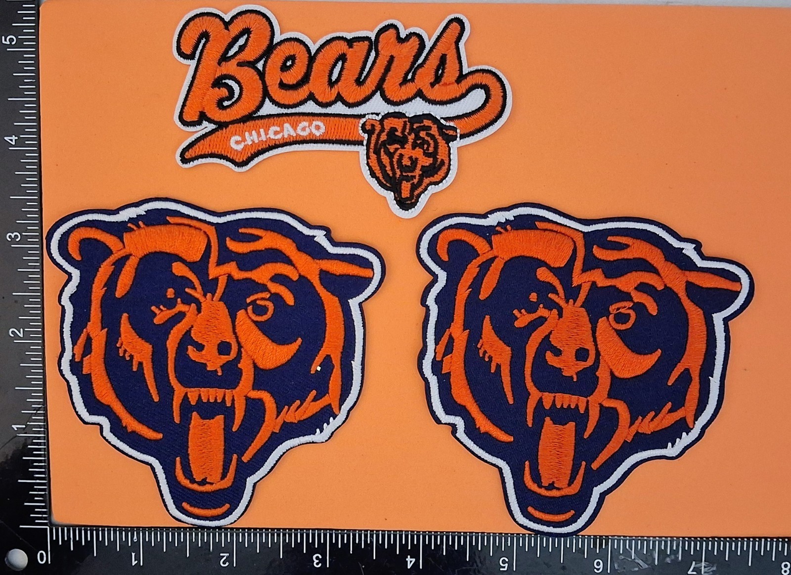 3 Qty CHICAGO BEARS  IRON ON EMBROIDERED PATCH 001