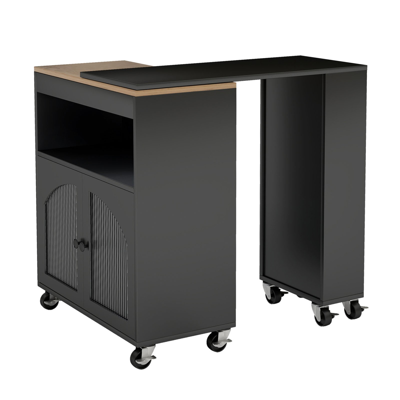 Rolling Kitchen Island Table With LED Light Power Outlets For Kitchen SSNI