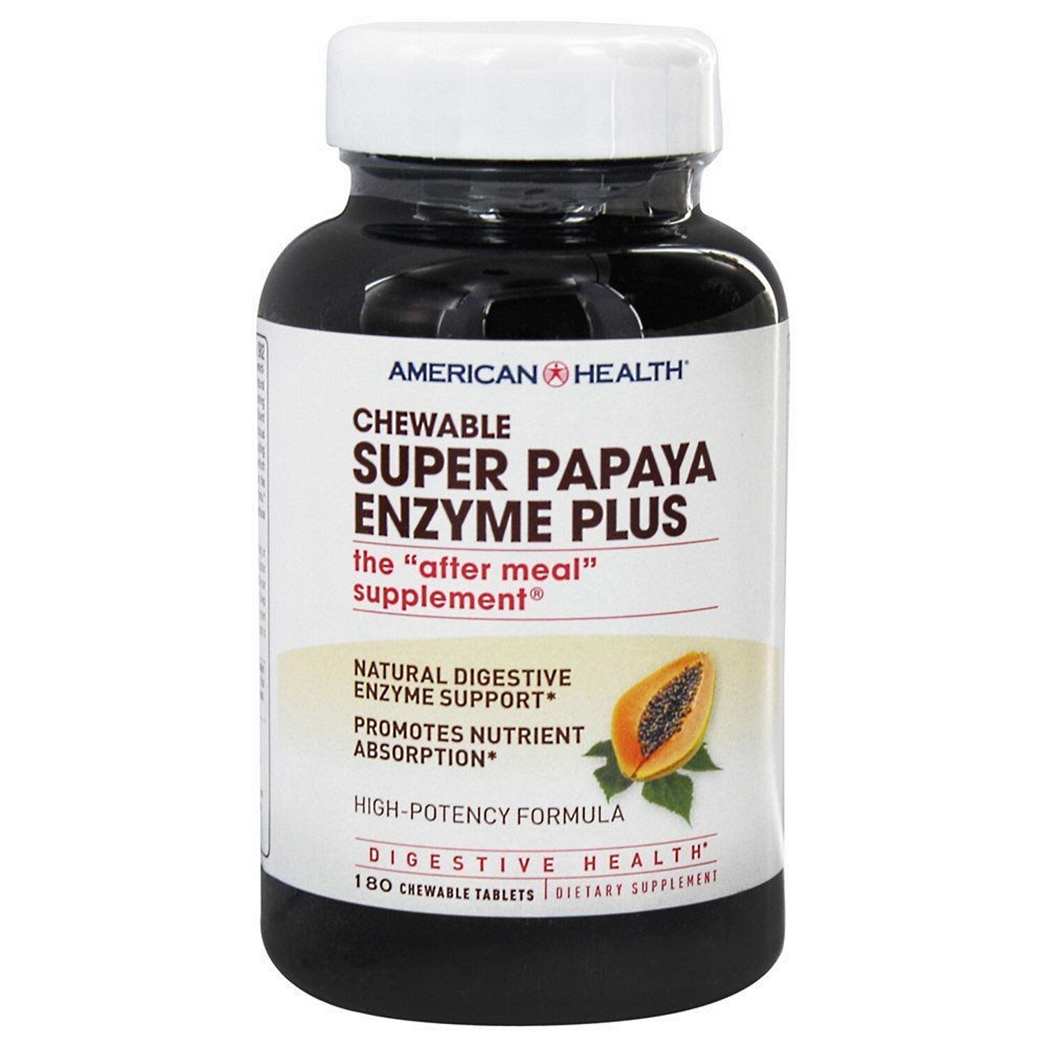 American Health Super Papaya Enzyme Plus, 180 Chewable Tablets