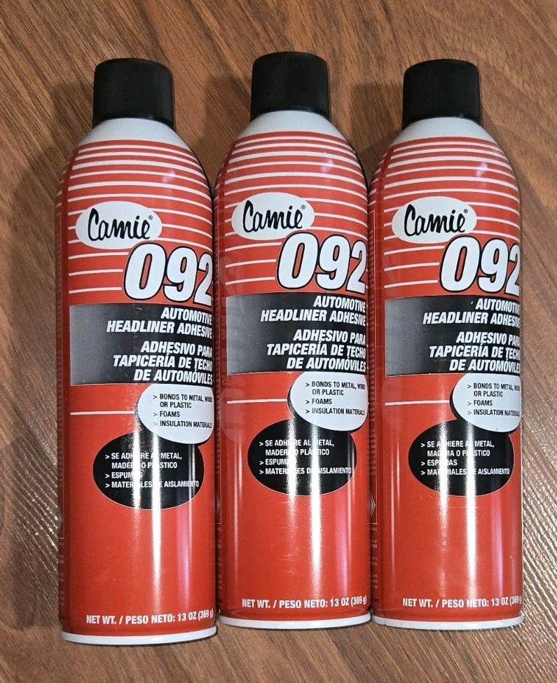 3 CANS Camie 092 Automotive Headliner Adhesive Bonds to Plastic Metal Wood Foam+