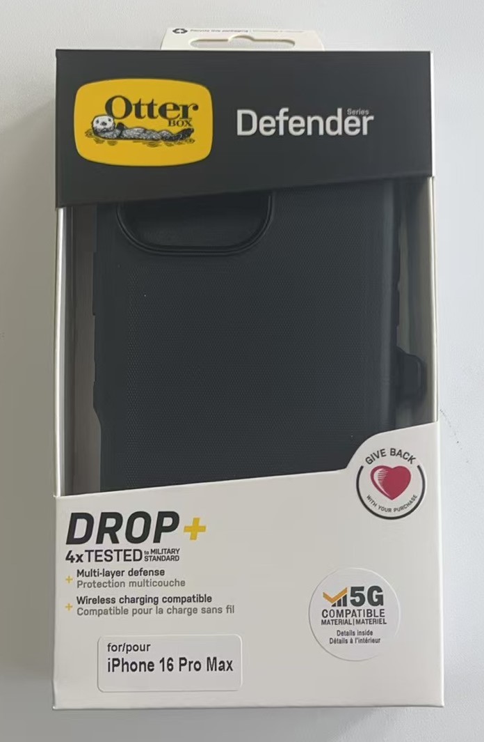 New   Defender Series Case with Holster Case For iPhone 16 Pro Max--Black