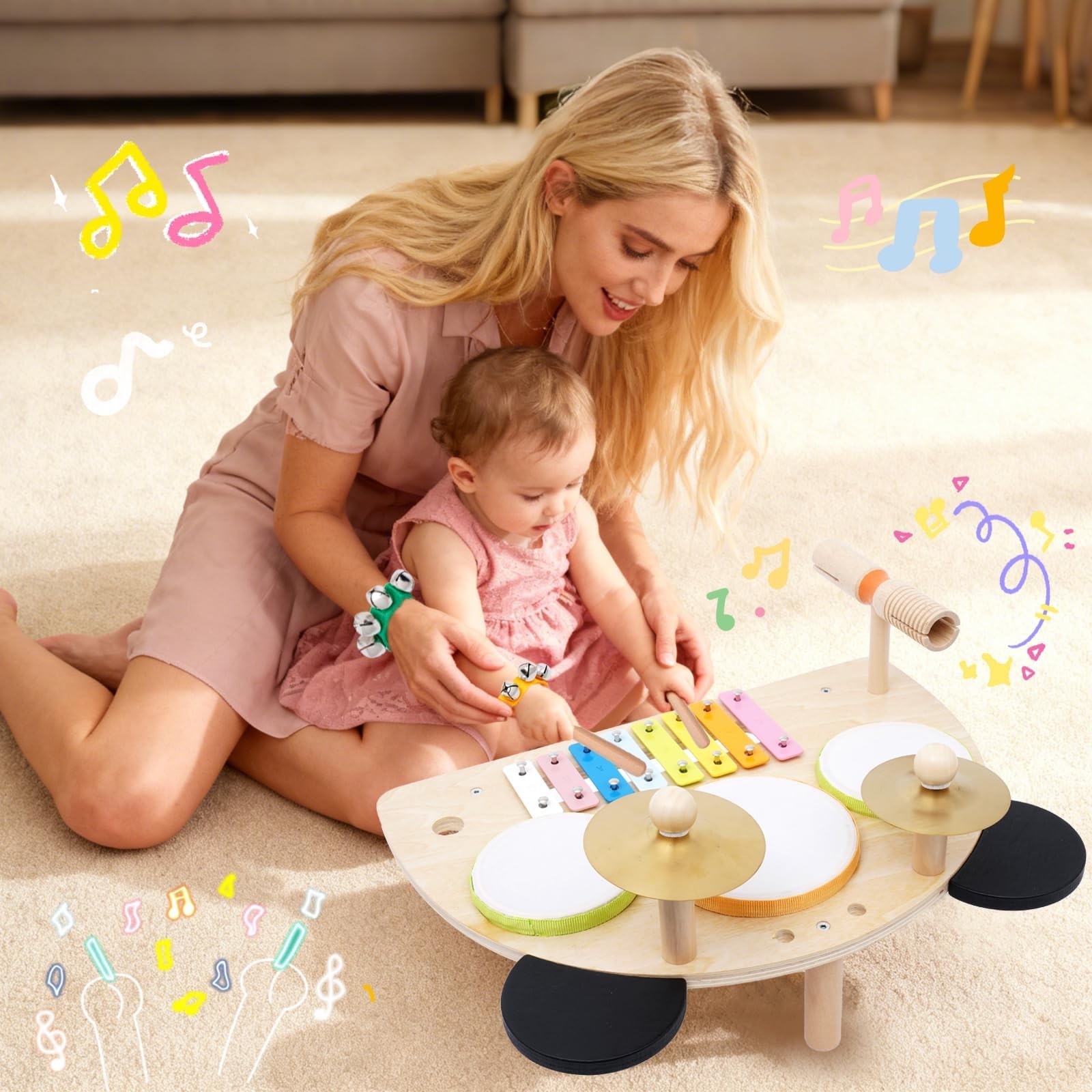 Montessori Musical Instruments for Toddlers Wooden Baby Musical Activity