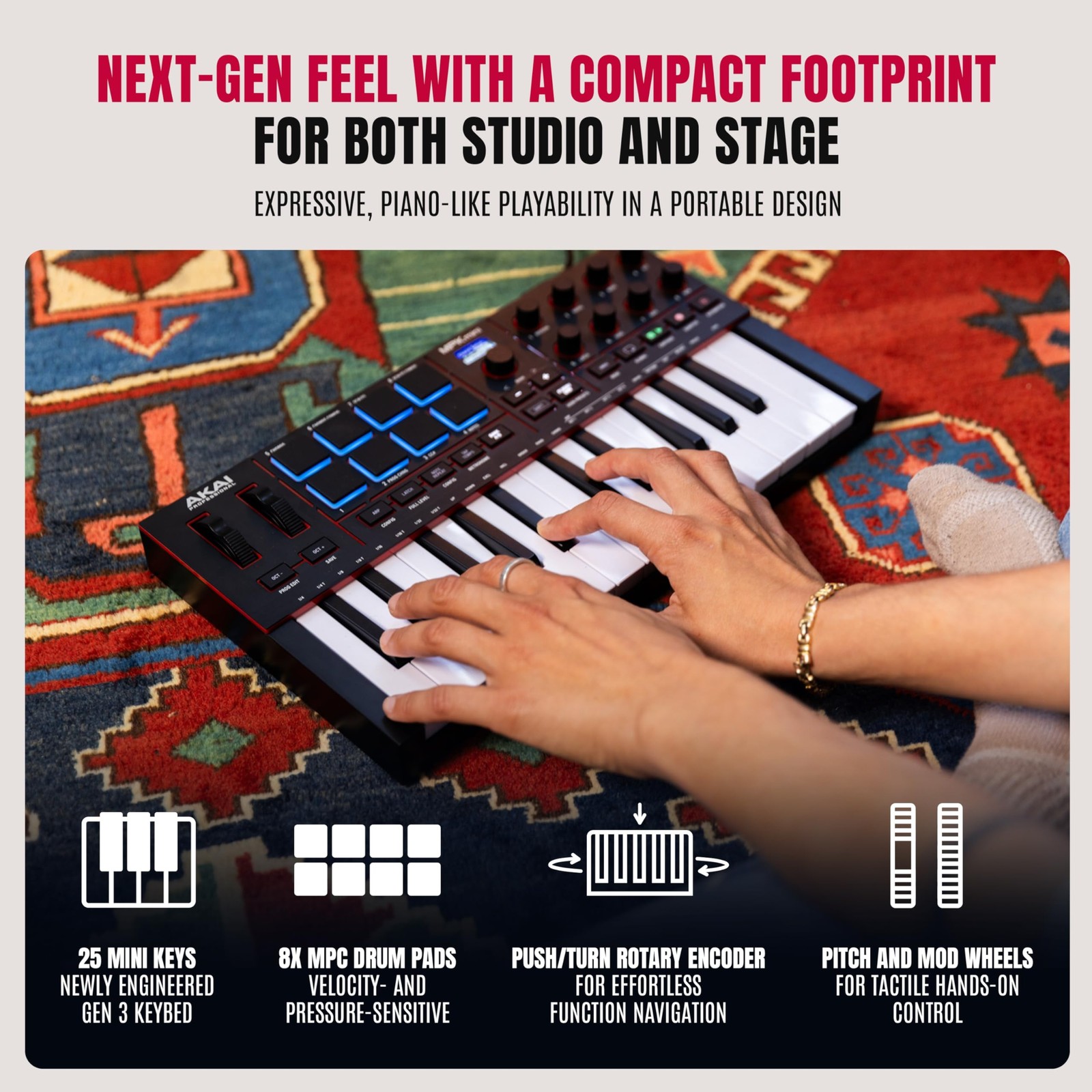 Akai Professional MPK Mini IV USB-C MIDI Keyboard Controller for Black