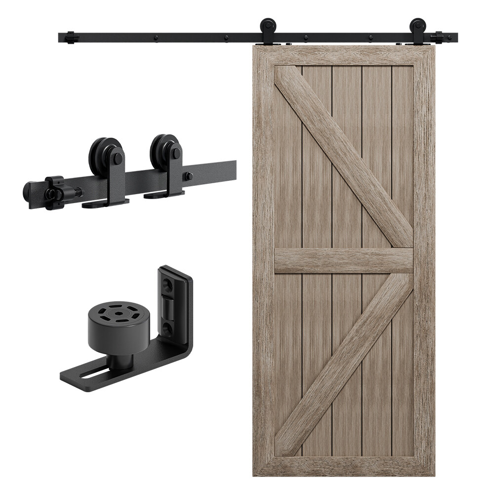 4FT-20FT Sliding Barn Door Hardware Kit Single/Double Door with Adjustable Guide