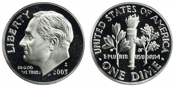 2003 S GEM BU PROOF ROOSEVELT DIME 10 CENT BRILLIANT UNCIRCULATED PF COIN #8704