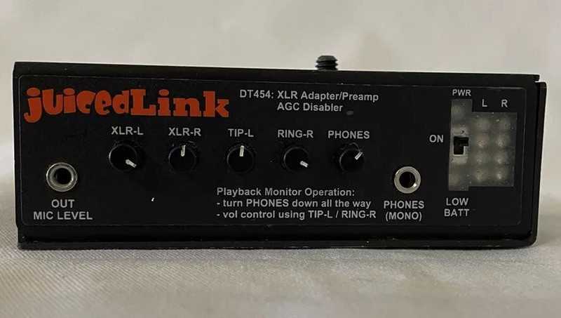 JUICEDLINK DT454 XLR Adapter/Preamp For DSLR Camera Microphone