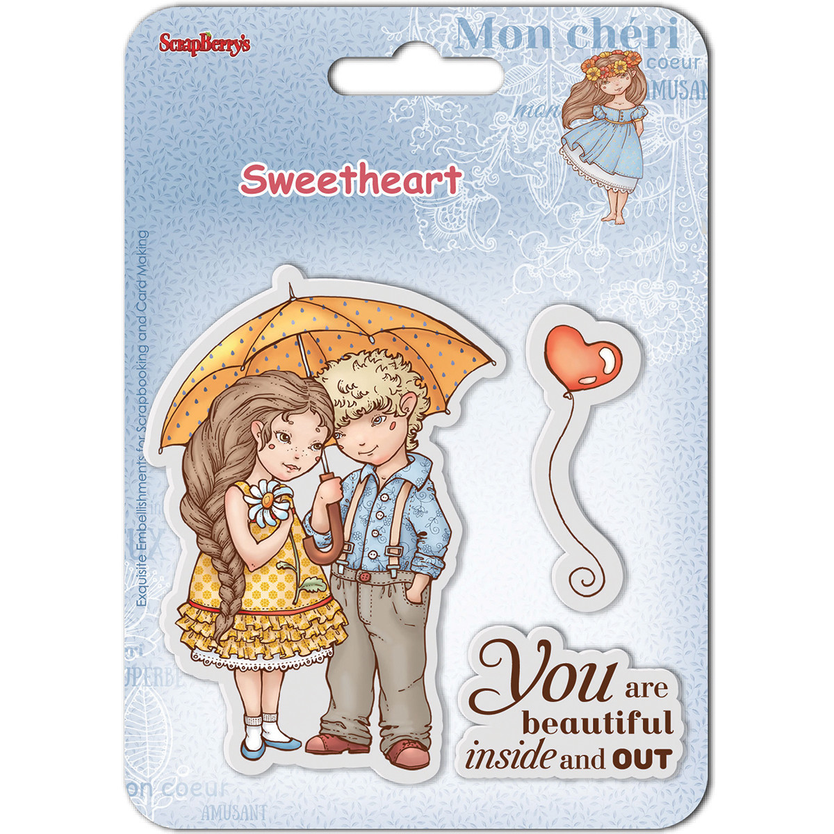 Beautiful ScrapBerry's Sweetheart Clear Rubber Stamp Set 4"X4" SCB4907004B New