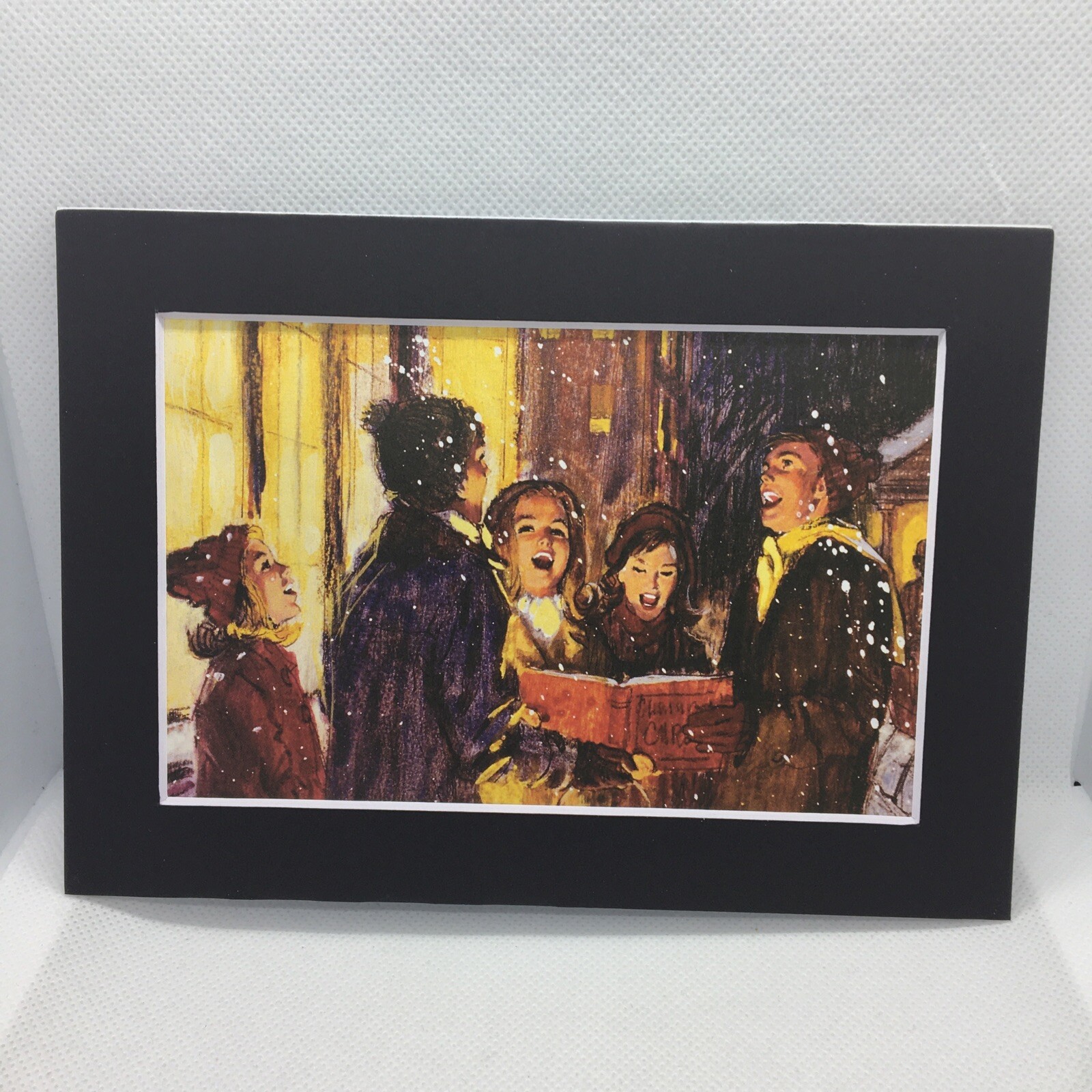 New Handmade 5x7 (Matted ) Christmas Caroling On A Snowman Night Free Ship 100