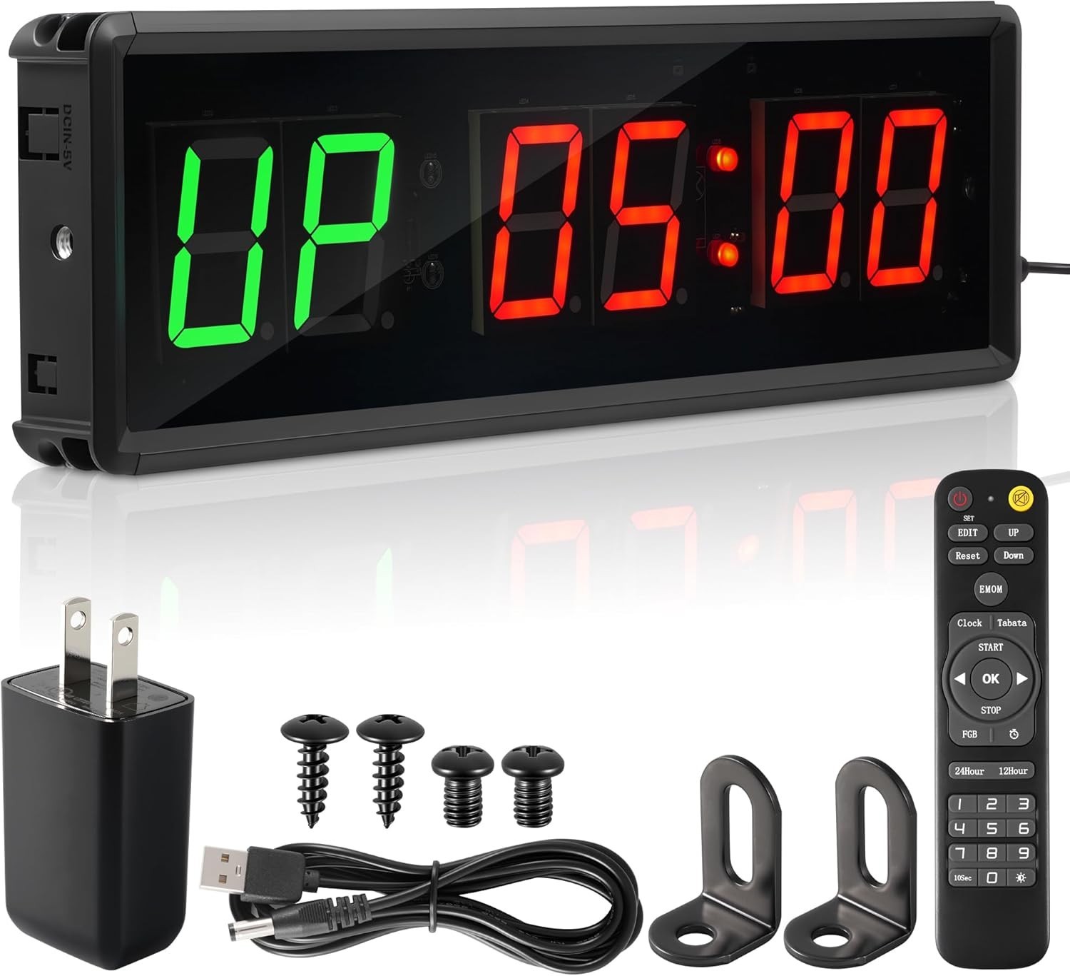 Upgraded Gym Timer Clock for Tabata/FBG/EMOM - Large Digital Interval Workout...