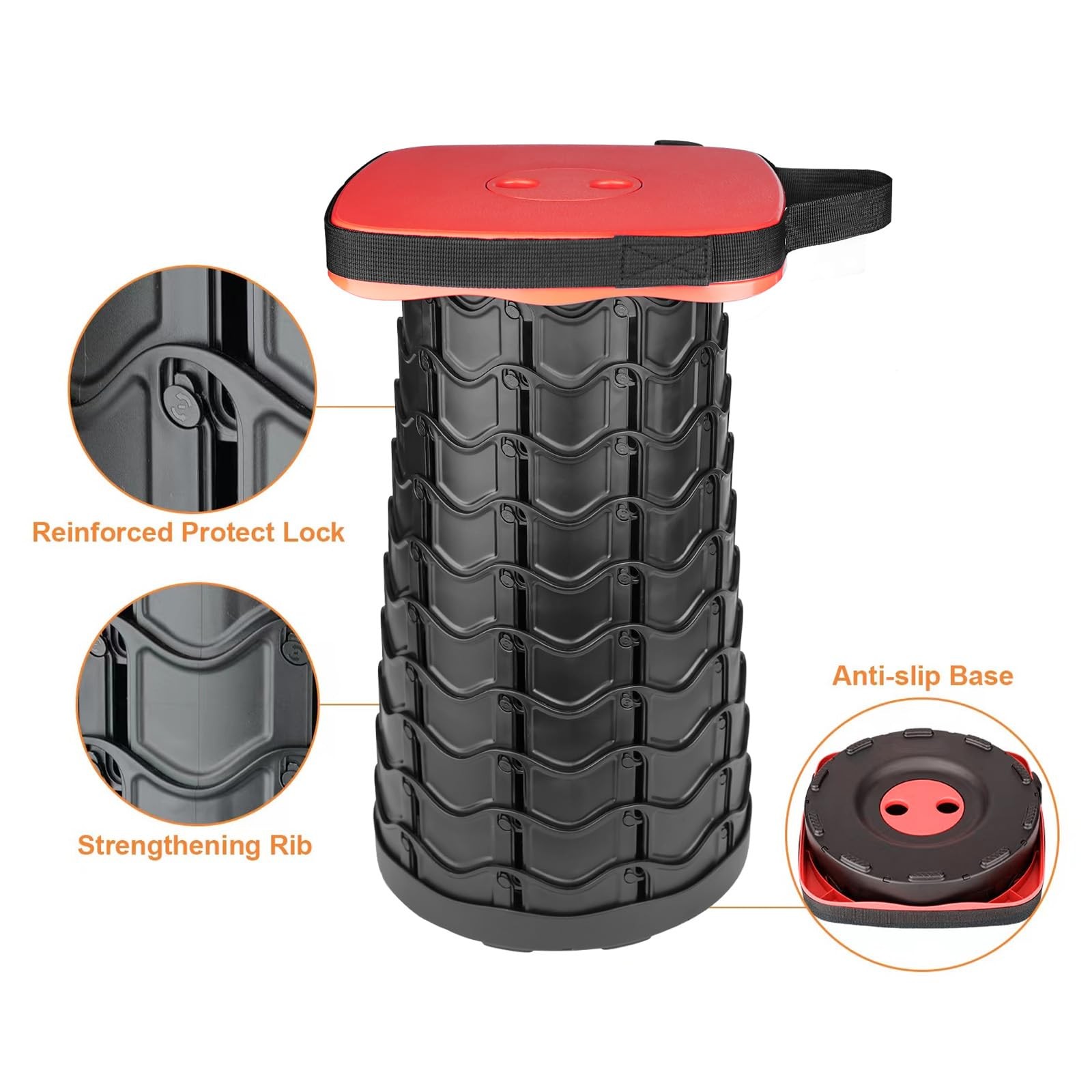 Boreeman Upgraded Collapsible Stool, Square Portable Stool, Lightweight Yet M...