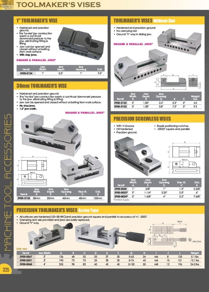 Hhip 3900-2014 4 Ultra Precision Toolmakers Vise 100Mm Jaw Width
