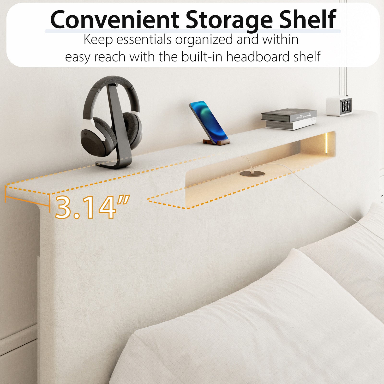 Full Size LED Upholstered Bed Frame Easy 40Minutes Assembly Complete HardwareKit