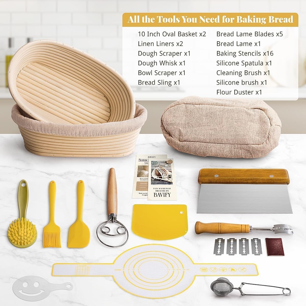Beginner-Friendly Sourdough Bread Kit with Non-Stick Banneton Baskets - 2 Count