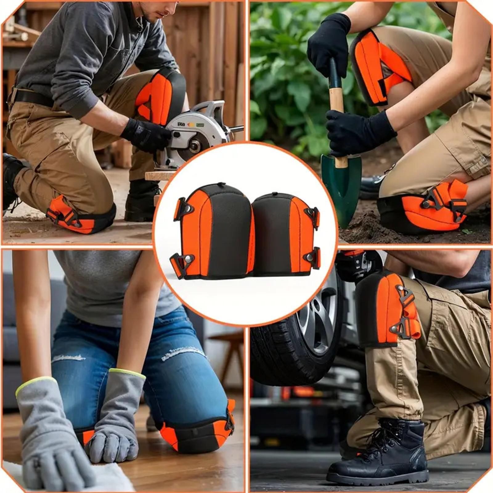 Gardening Knee Pads Leg Protector Multipurpose Waterproof PU Leather Adjustable