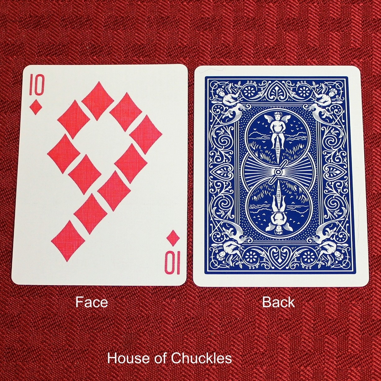 10 of Diamonds in the Shape of a 9, Bicycle Printed Gaff Card, Blue