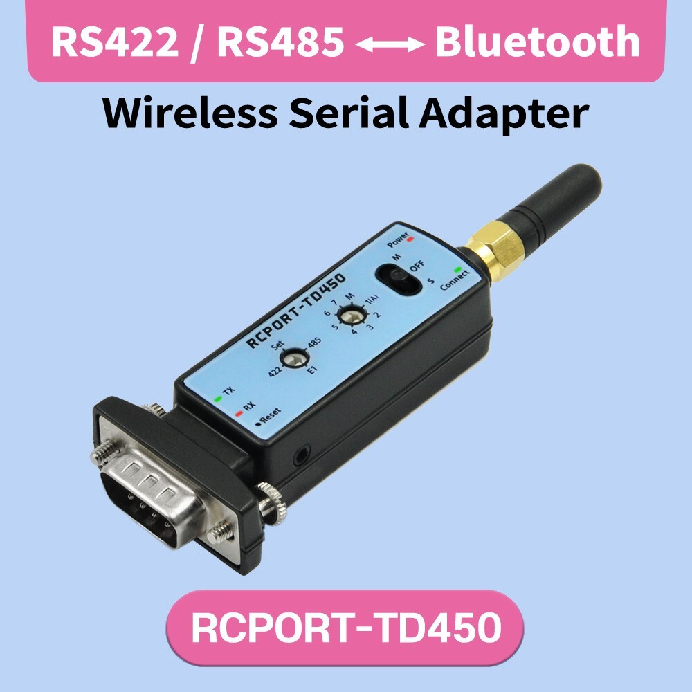 Long Range Bluetooth RS422/485 Serial Adapter Wireless RCPORT-TD450 D-SUB9(M)