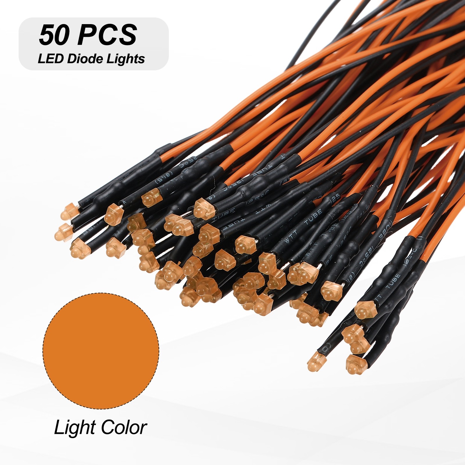 50pcs 1.8mm LED Diode Lights, Orange Light DC 12V for Electronics