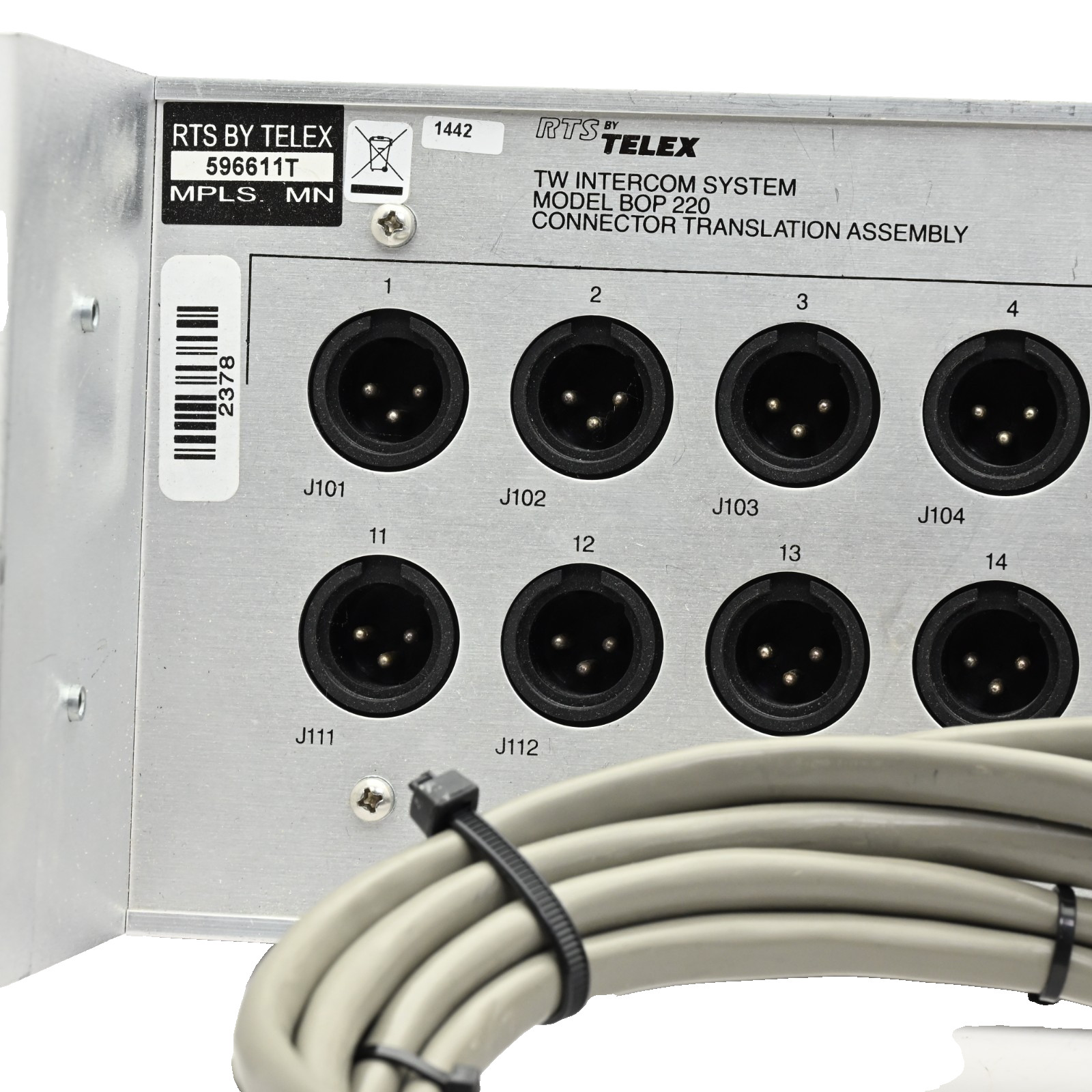 RTS Telex TW Intercom System BOP220 Connector Translation Assy & Cables