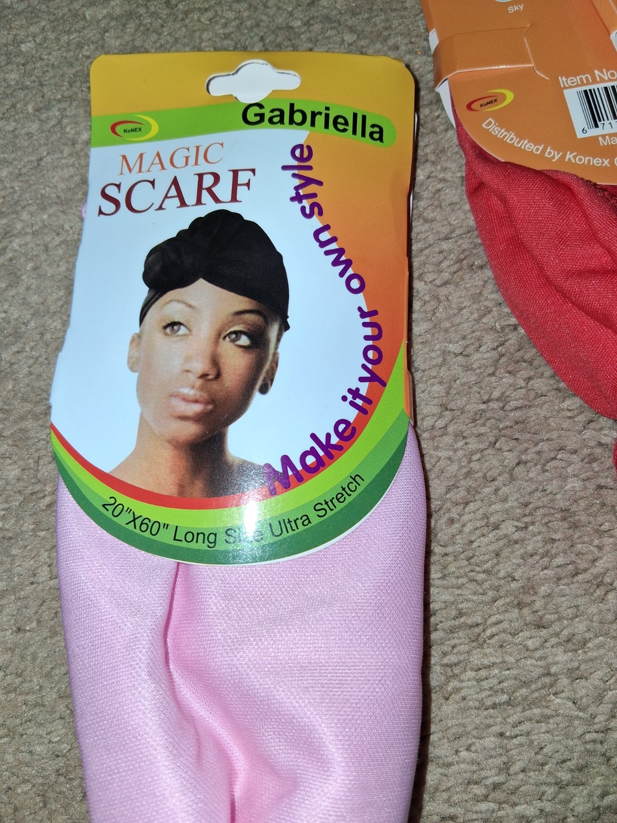 Lot Of 4 Hair Wrap for Women Long Stretch Head Scarf Pink Yellow Brown Red