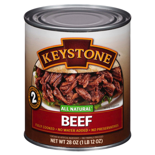 (8) KEYSTONE BEEF **ALL NATURAL - FULLY COOKED - NO PRESERVATIVES** 28 oz Can