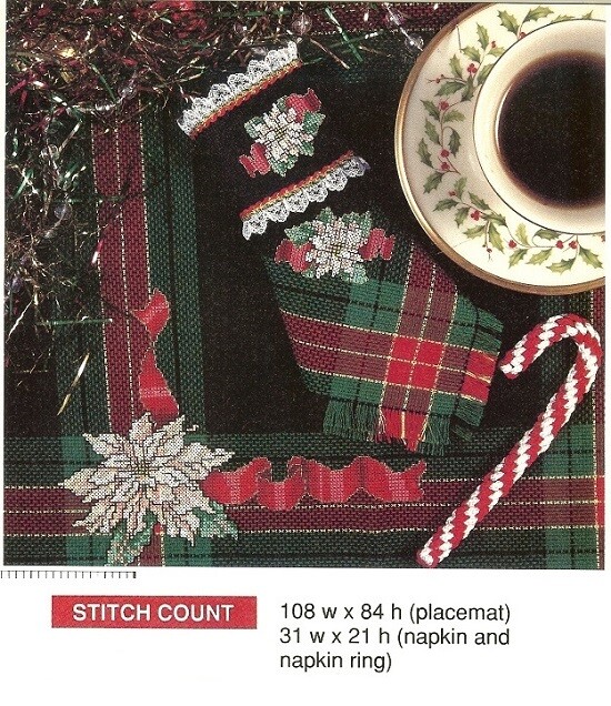 WHITE POINSETTIA FOR  PLACEMAT-NAPKIN    -  CROSS STITCH PATTERN ONLY HM - ERUR