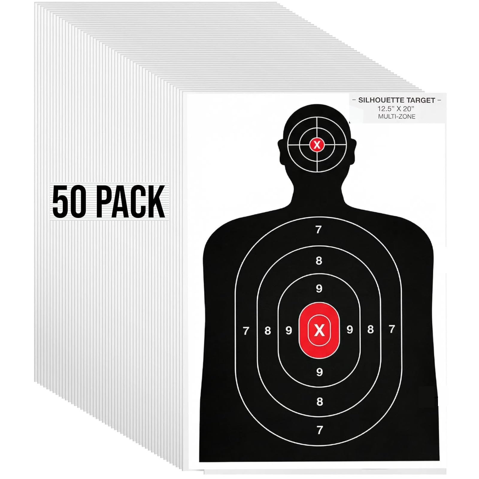 Silhouette Paper Shooting Target for The Range, Aiming 14" x 22", white