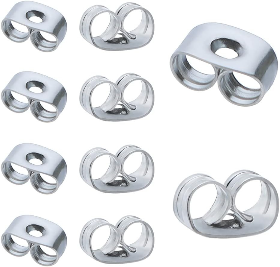 Elegant 300pcs Silver Butterfly Earring Backs - 6x4.5mm for Jewelry Crafting