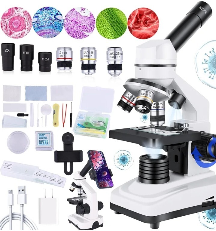 Microscope for adults40x-2000xCompound Microscope，Dual LED Illumination for...