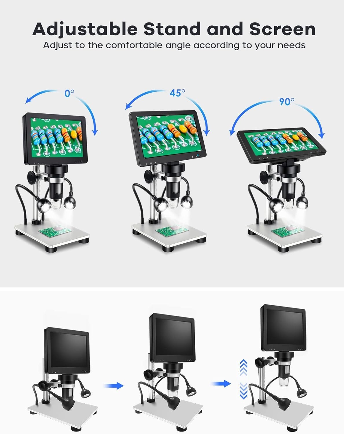 7" LCD Microscope 1200X, 12MP Coin Magnifier