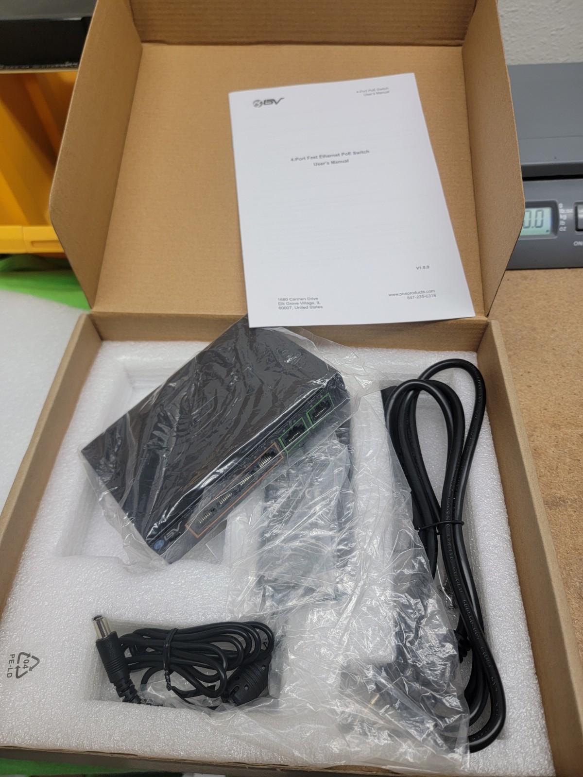 BV-Tech POE-SW502 4 Port Ethernet Switch - New Open Box