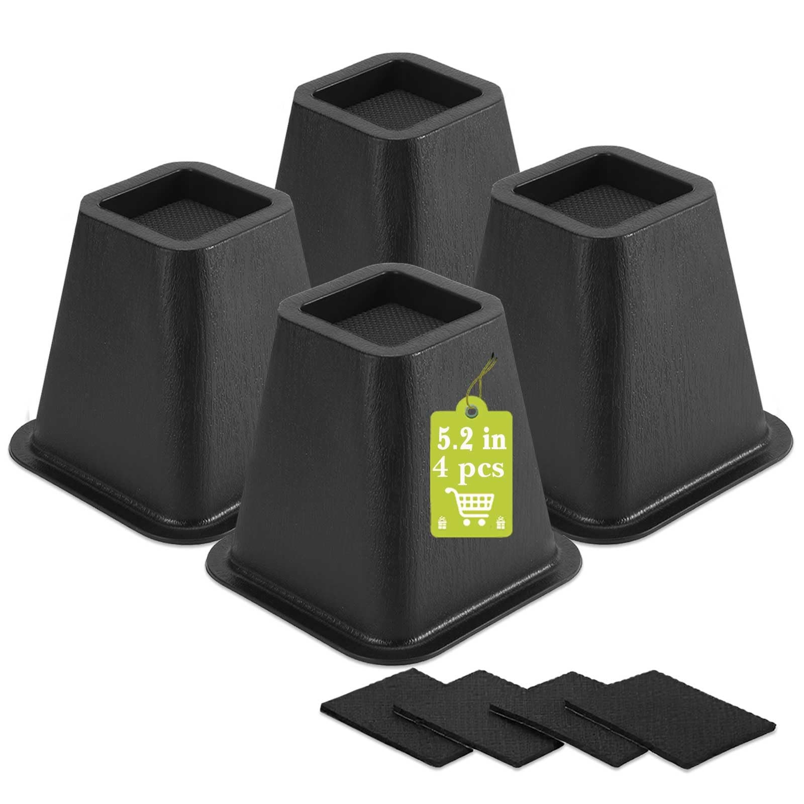 4 Pack Furniture Risers 6 Inch, Bed Risers Heavy Duty for Table Desk 6", Black
