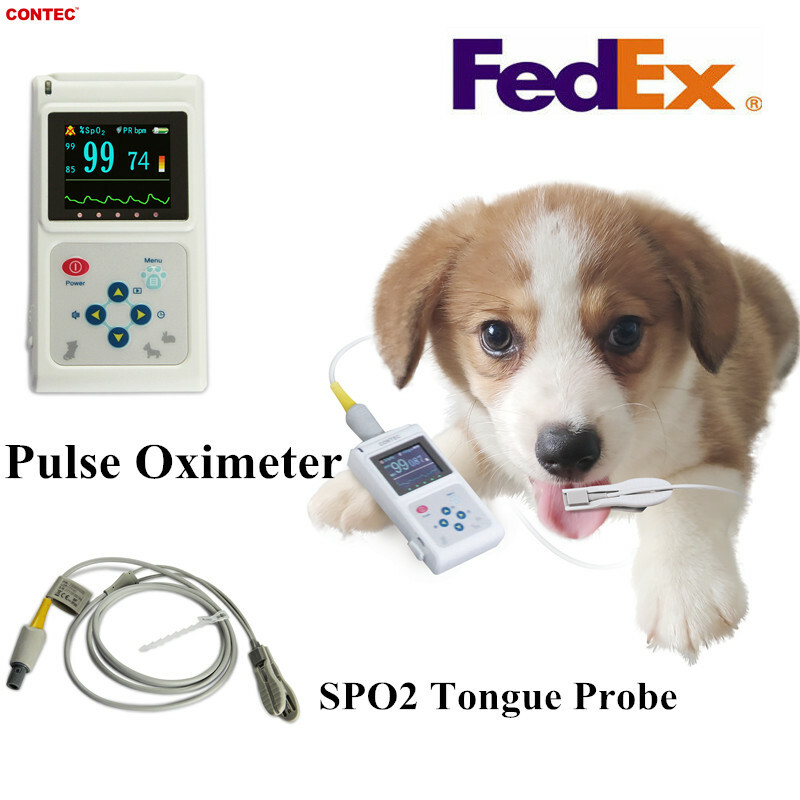 Veterinary Pulse Oximeter VET Heart Rate Meter Tongue SpO2 Probe+PC Software USA