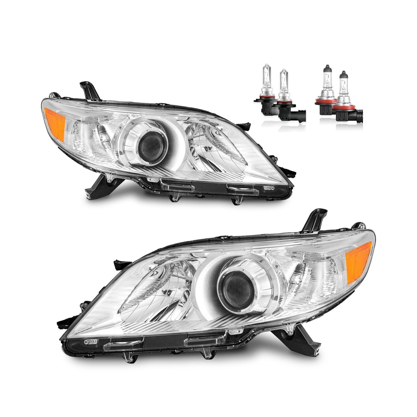 Headlights Assembly for 2011-2020 Toyota Sienna Headlamp Replacement with Amb...