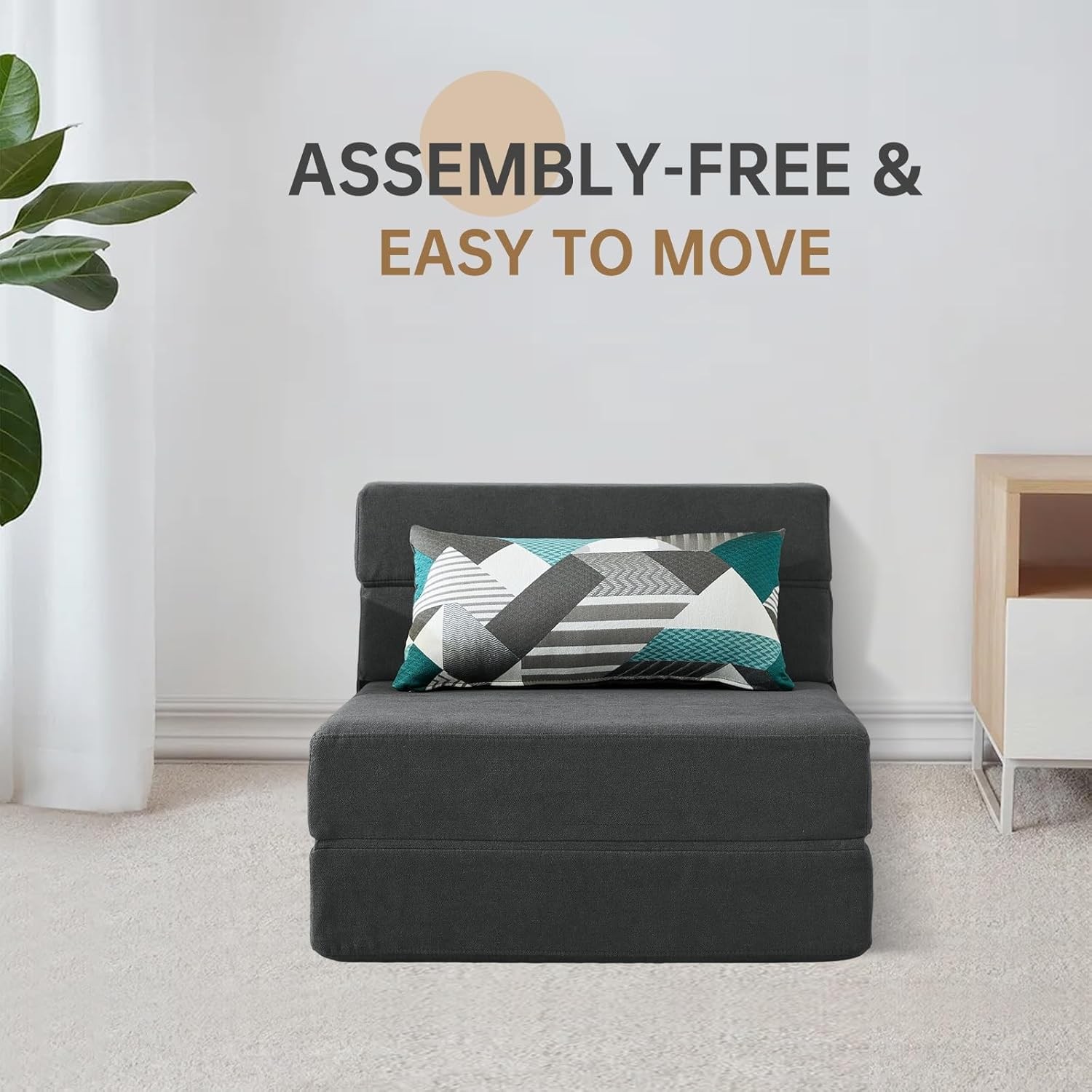 Folding Sofa Bed Single Size W/ Pillow Memory Foam Convertible Sleeper Chair