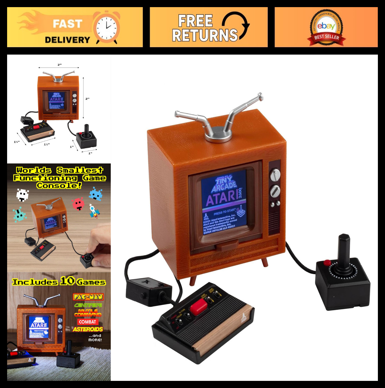 Mini Retro Arcade Console 3.5” Portable Gaming System with 10 Classic Games - Gi