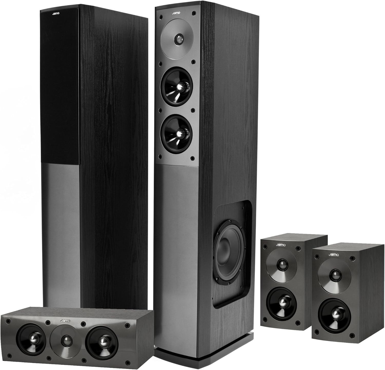 Jamo S 606 HCS 3 Home Theater Speaker System Powerful Surround Sound- Black Ash