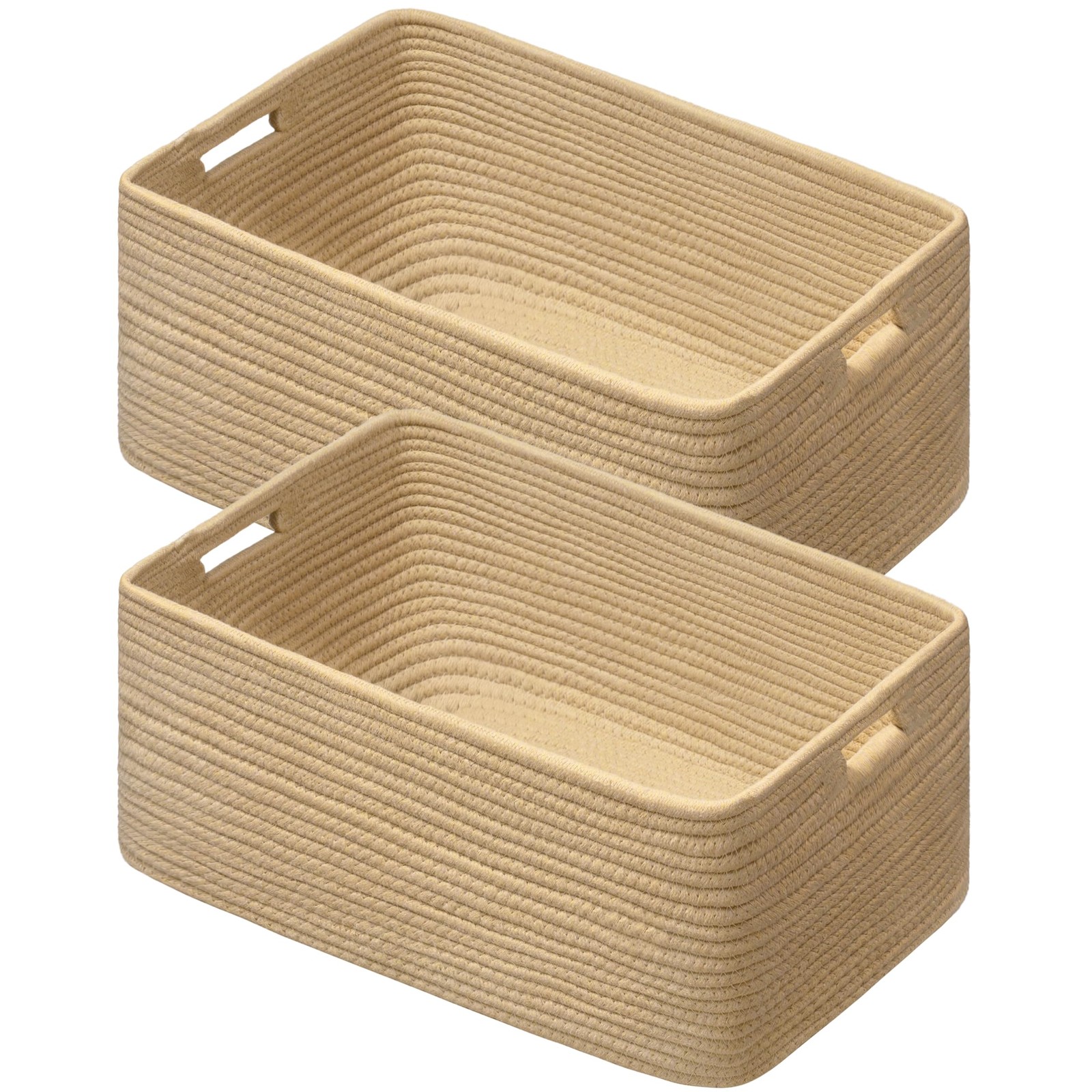 2 Pack Storage Baskets for Organizing, Large Woven Storage Basket, Brown
