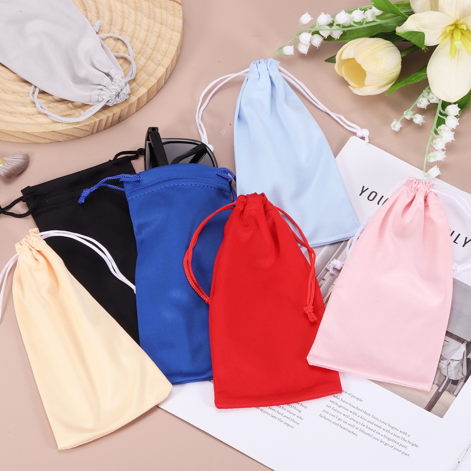 10 Pcs Sunglasses Pouch,7.1x3.5"Microfiber Eyeglass Case,Multicolor