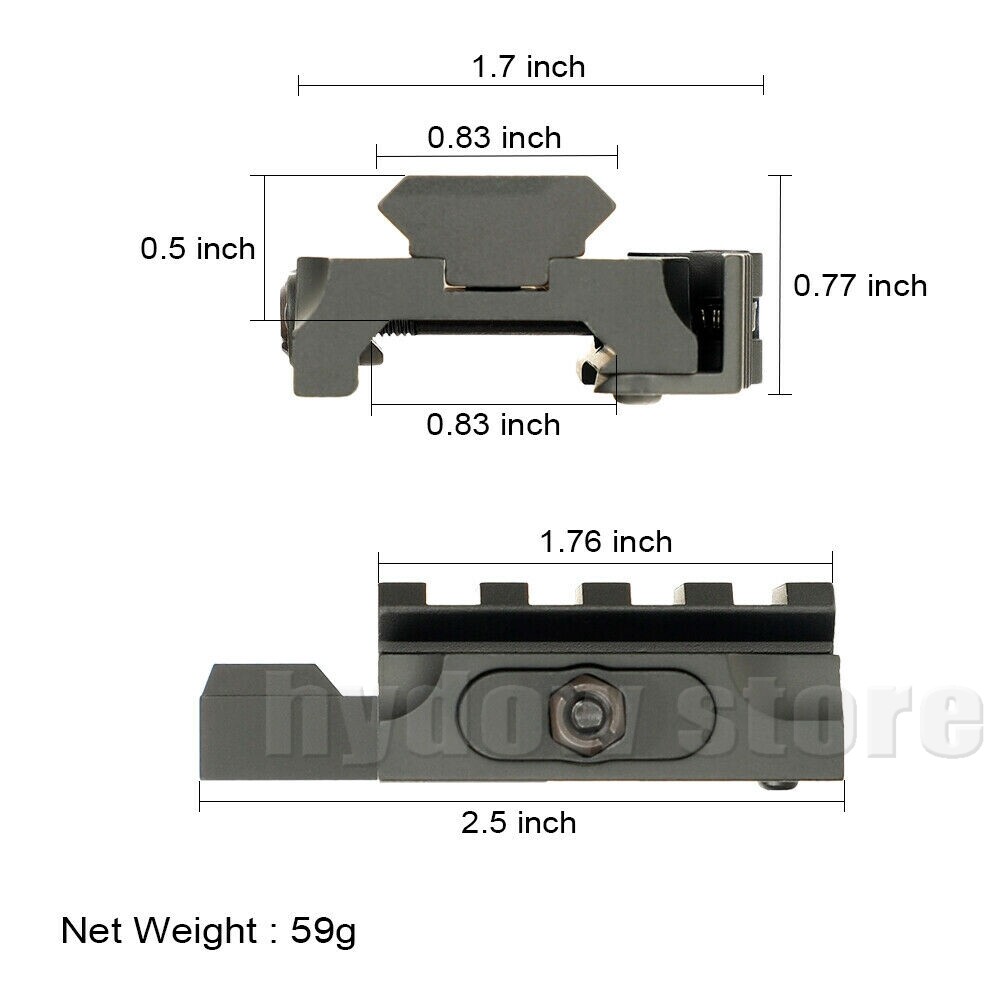 0.5 inch QD Riser Mount Red Dot Sight Riser Mount Fit 20mm Picatinny Rail