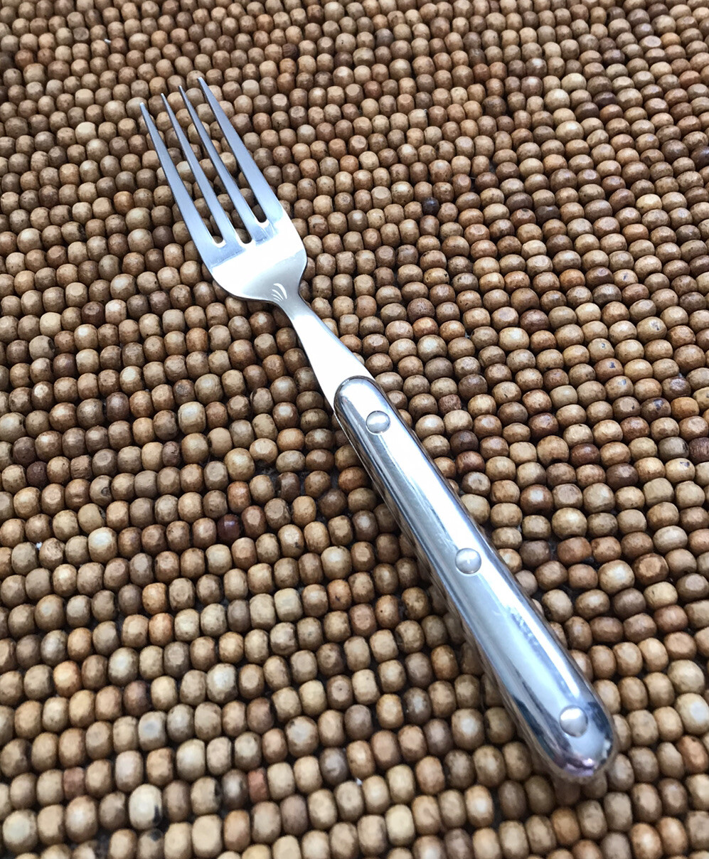 Stainless Flatware Chrome Like Silver Plastic Handle Rivets SALAD FORK 6.5”