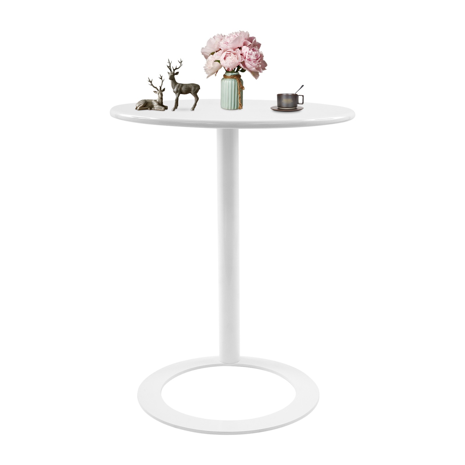 Round Side Table with O-Shaped Base - Stylish, Space-Saving Design
