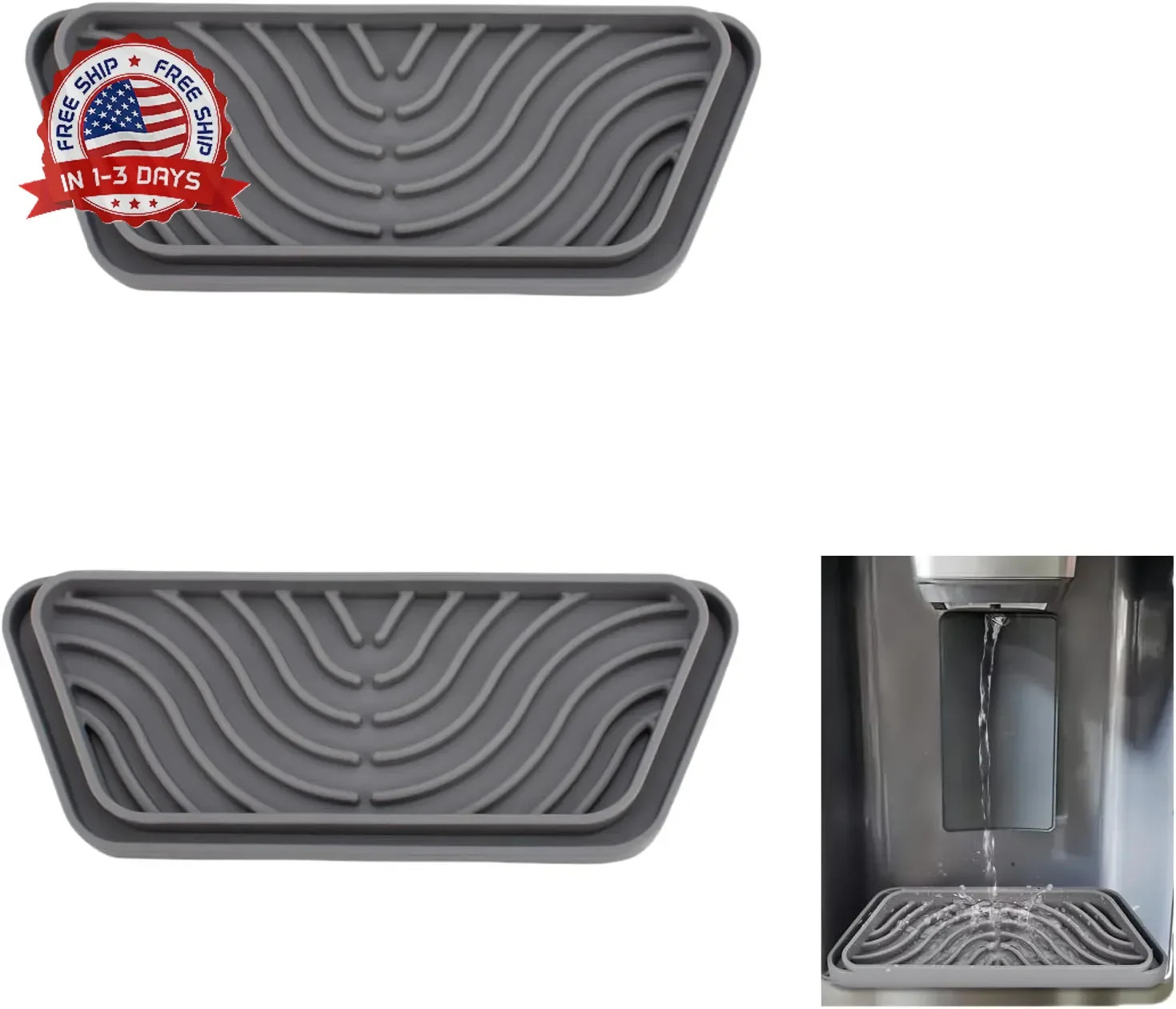 2 Pack Refrigerator Drip Tray, Cuttable Protector Fridge Drip Tray, Silicone Spi