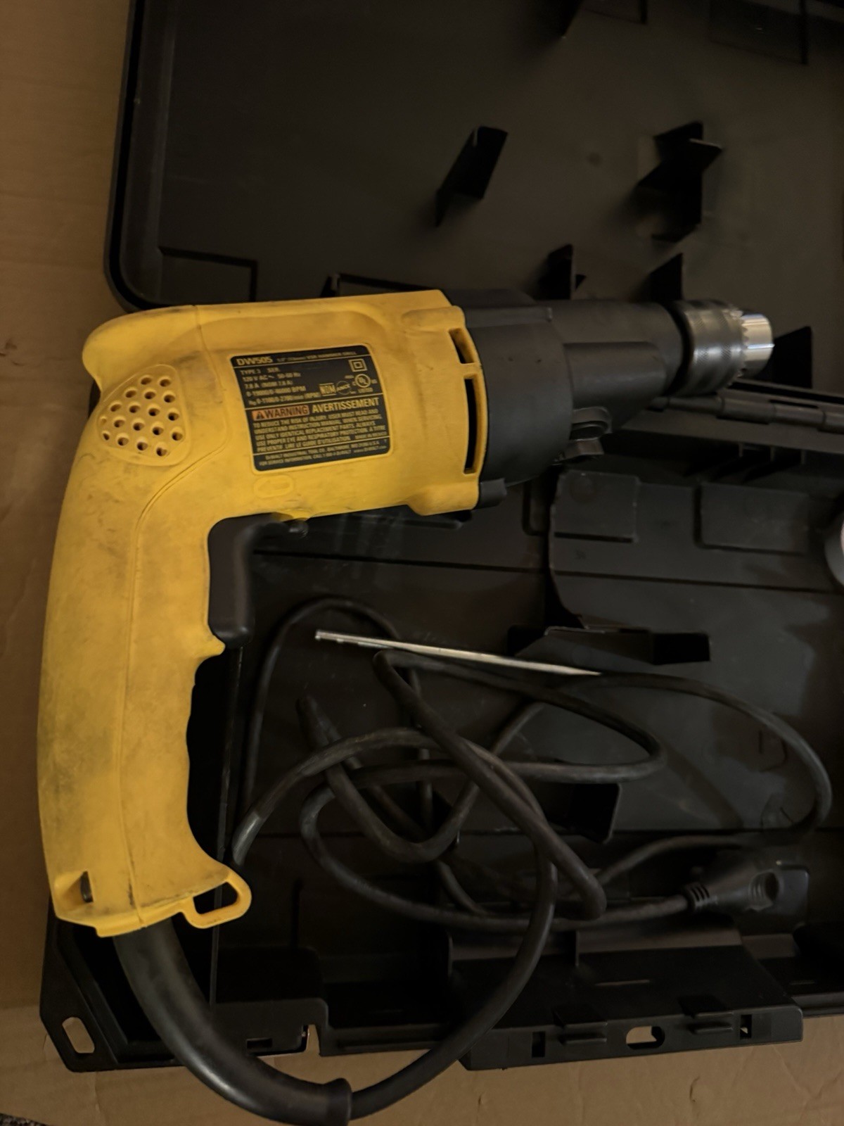 DeWalt DW505 1/2" VSR Hammer Drill. Corded. With Case.