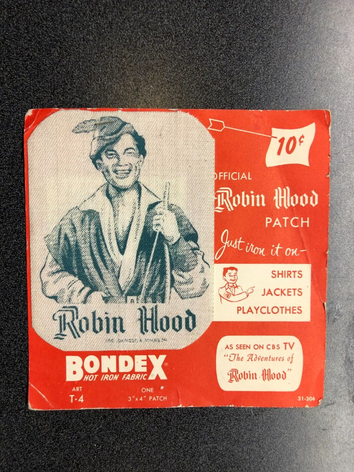 Vintage 1950 s Bondex Robin Hood Iron On Patch Adventures of Robin Hood