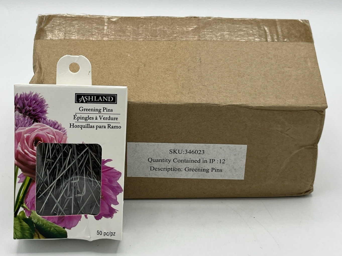 Ashland 50/Pkg Silver Sharp Greening Pins for Floral Arrangements Wreaths 12