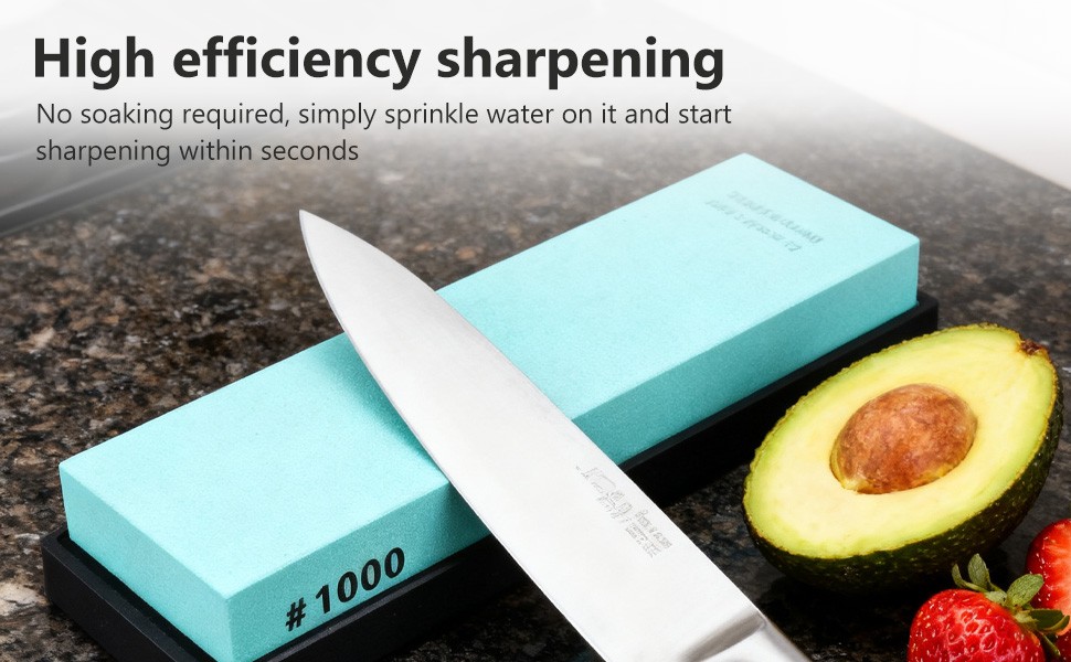 Knife Sharpening Stone Dual Side Grit With Anti Slip Silicone Base For Kitchen