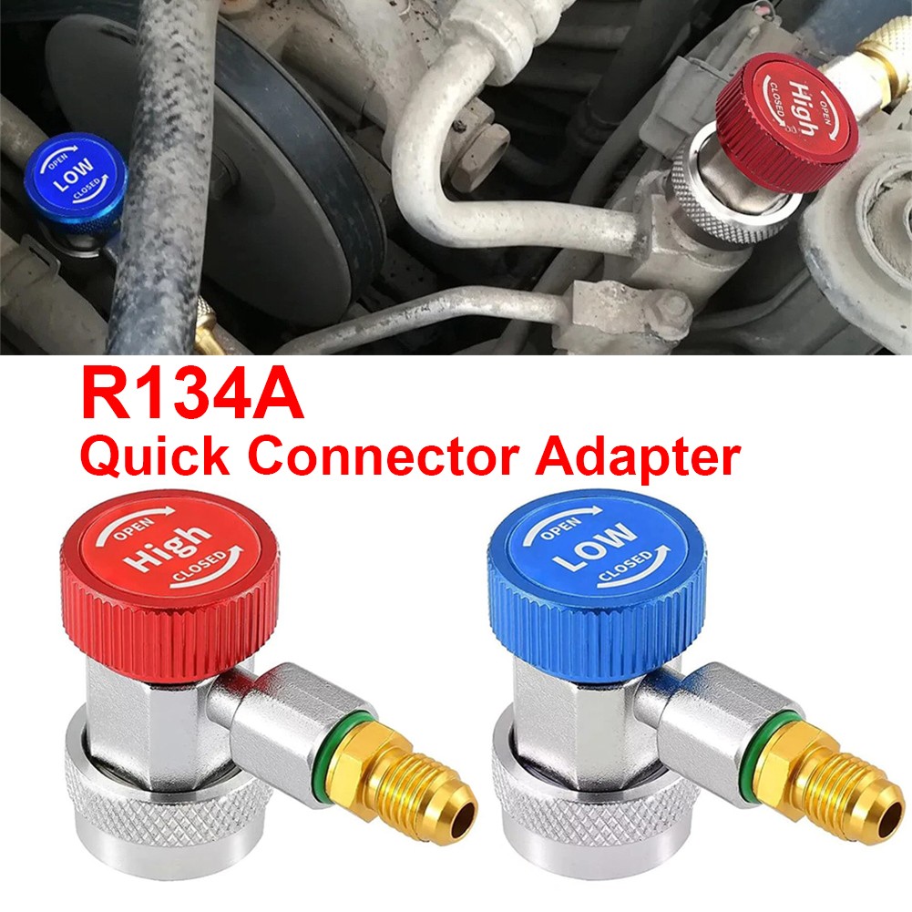 2PCS R134a Quick Connector Adapter Coupler Auto A/C Manifold Gauge Set Low/High