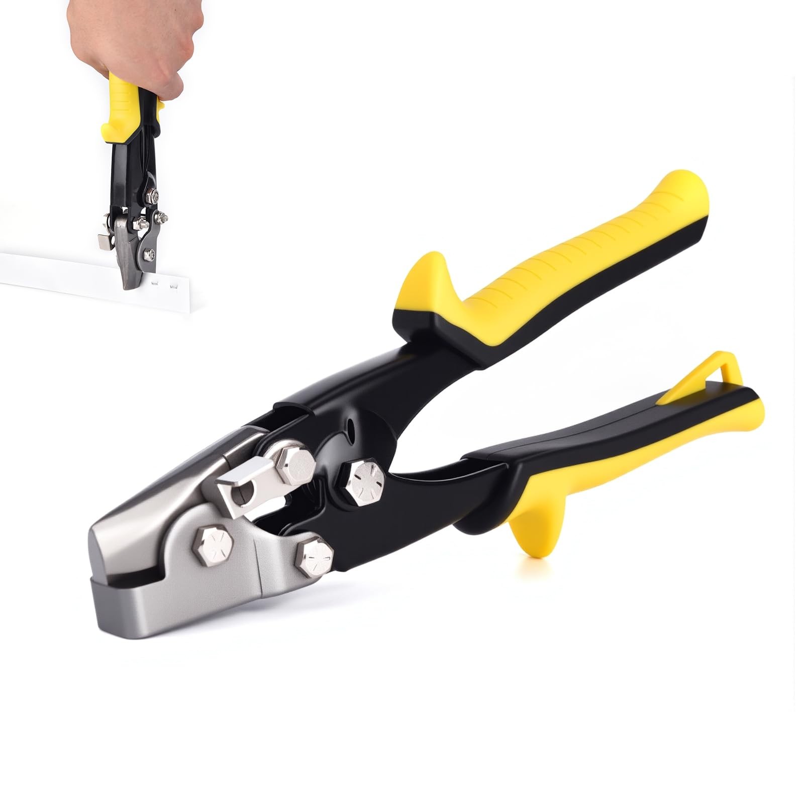 Snap Lock Punch Tool for Sheet Metal, 9" Gutter End Cap Crimper Tools for Vin...