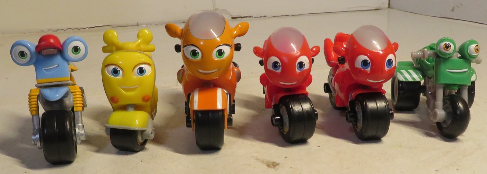 Tomy Ricky Zoom Motorcycles Lot Of 6 Cartoon Figures Used Toy Set Bike Trike Toy