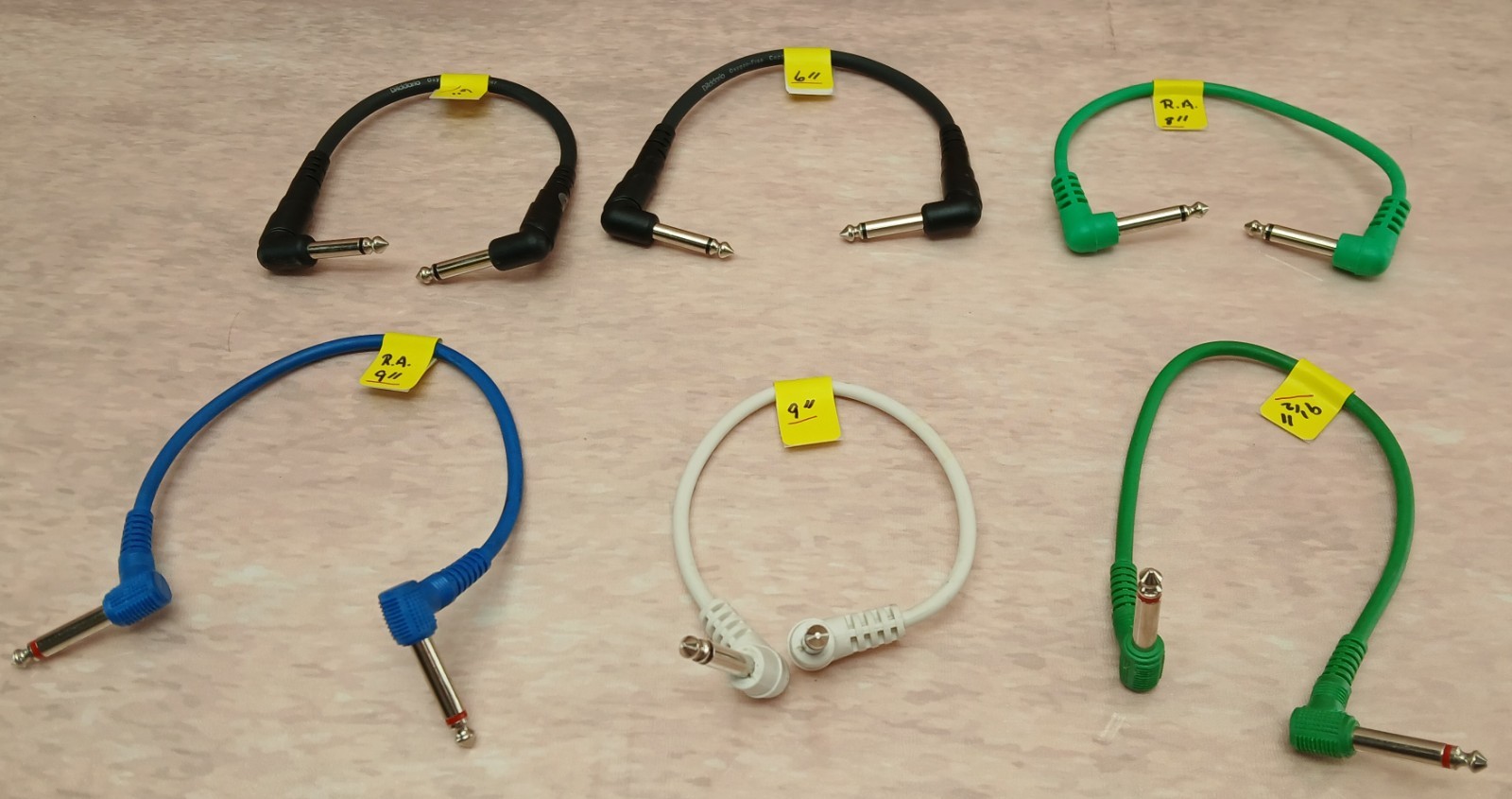 1/4" Guitar Patch Cable 6", 8", 9", 9.5" Right Angle–1pc Choose or Random